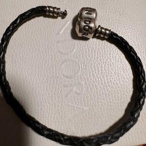 Authentic  black leather bracelet